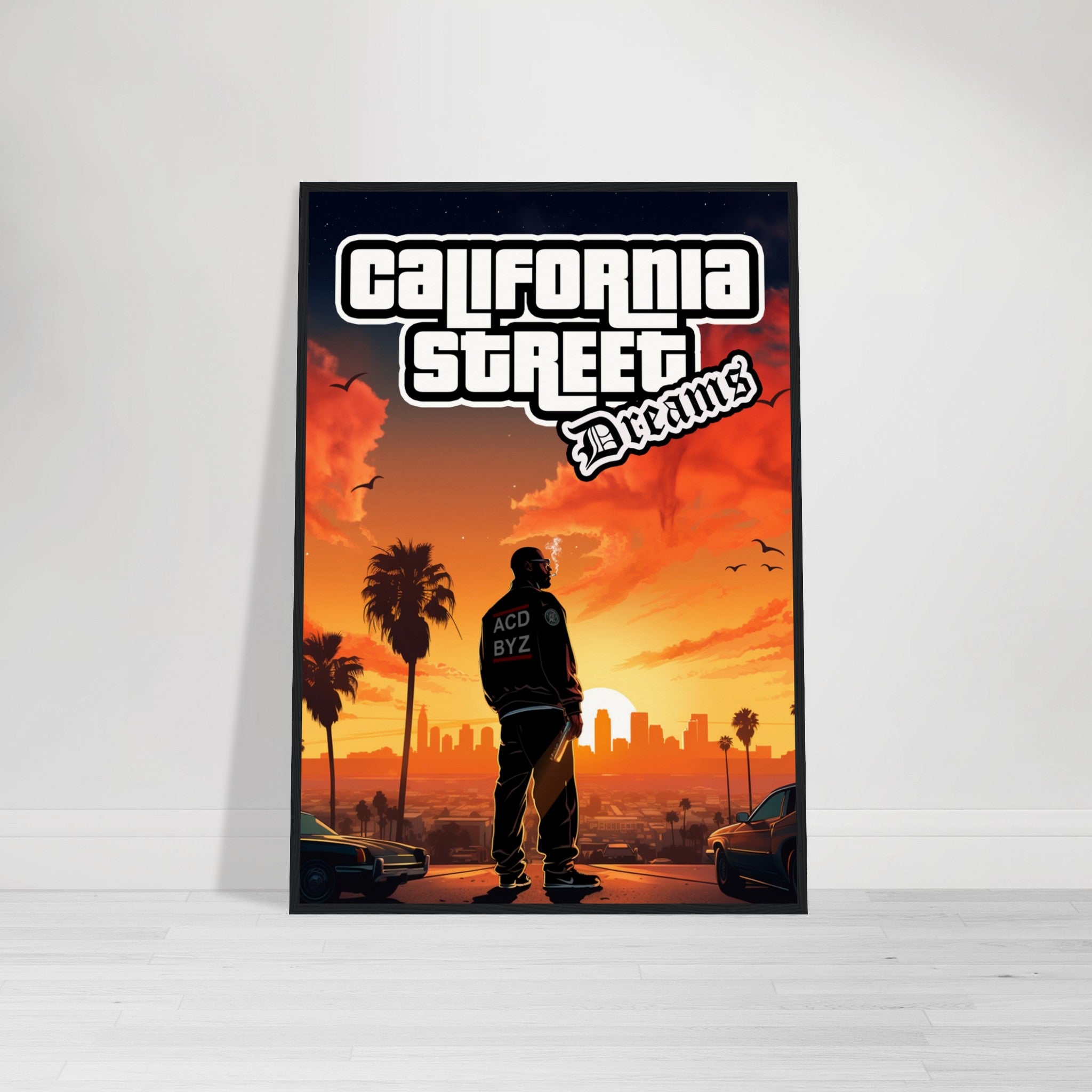 California Street Dreams - Poster im Holzrahmen