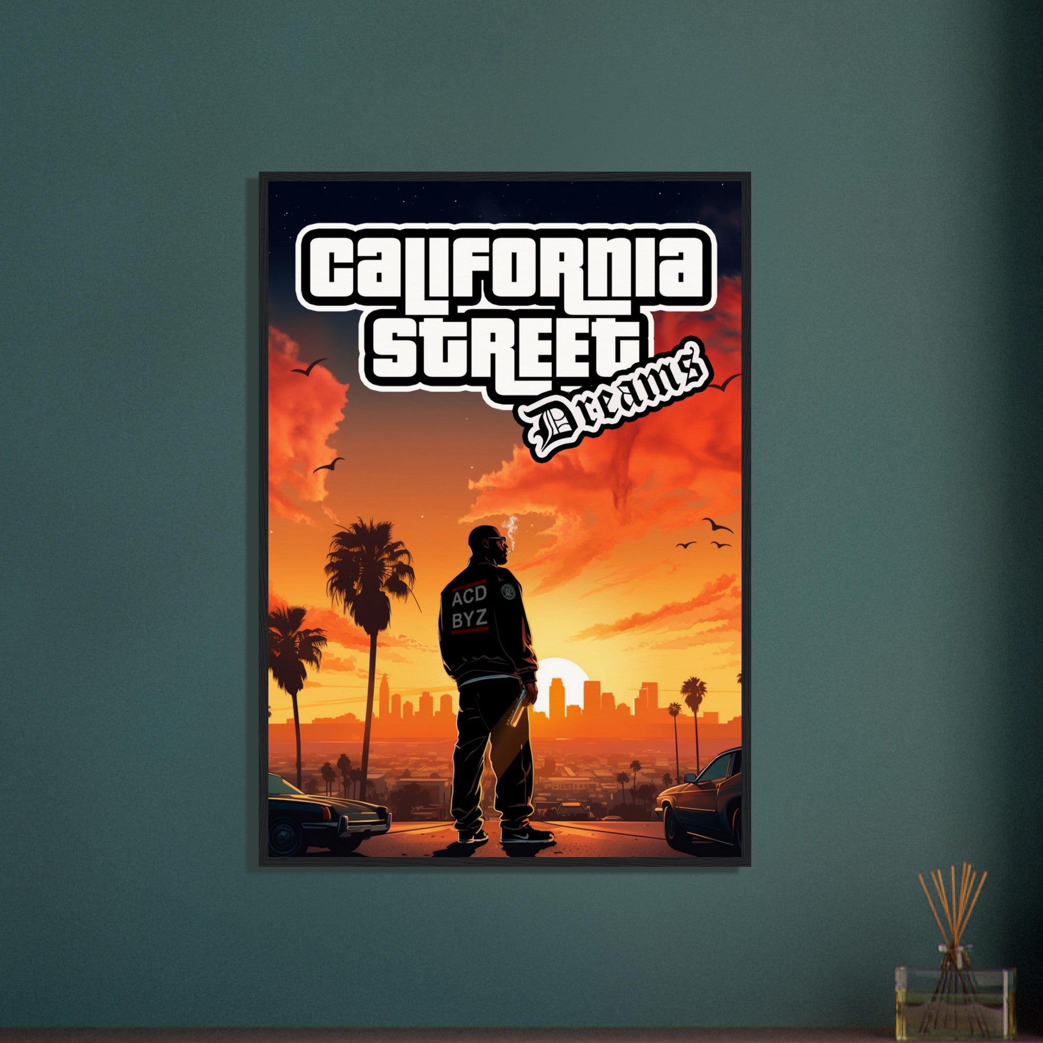 California Street Dreams - Poster im Holzrahmen